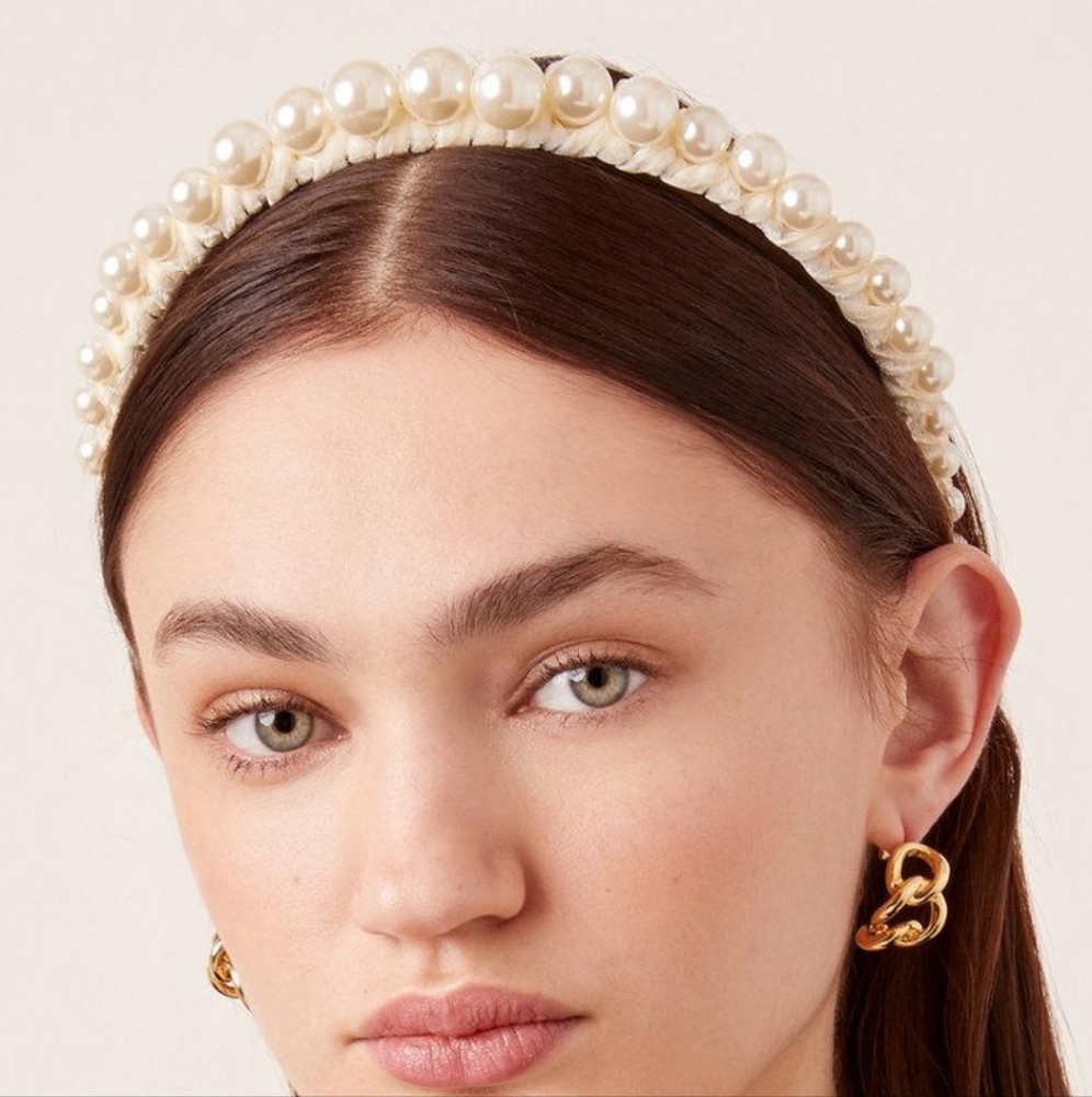COPY - Classy elegant headband accented with pearls in a fabric wrapped design